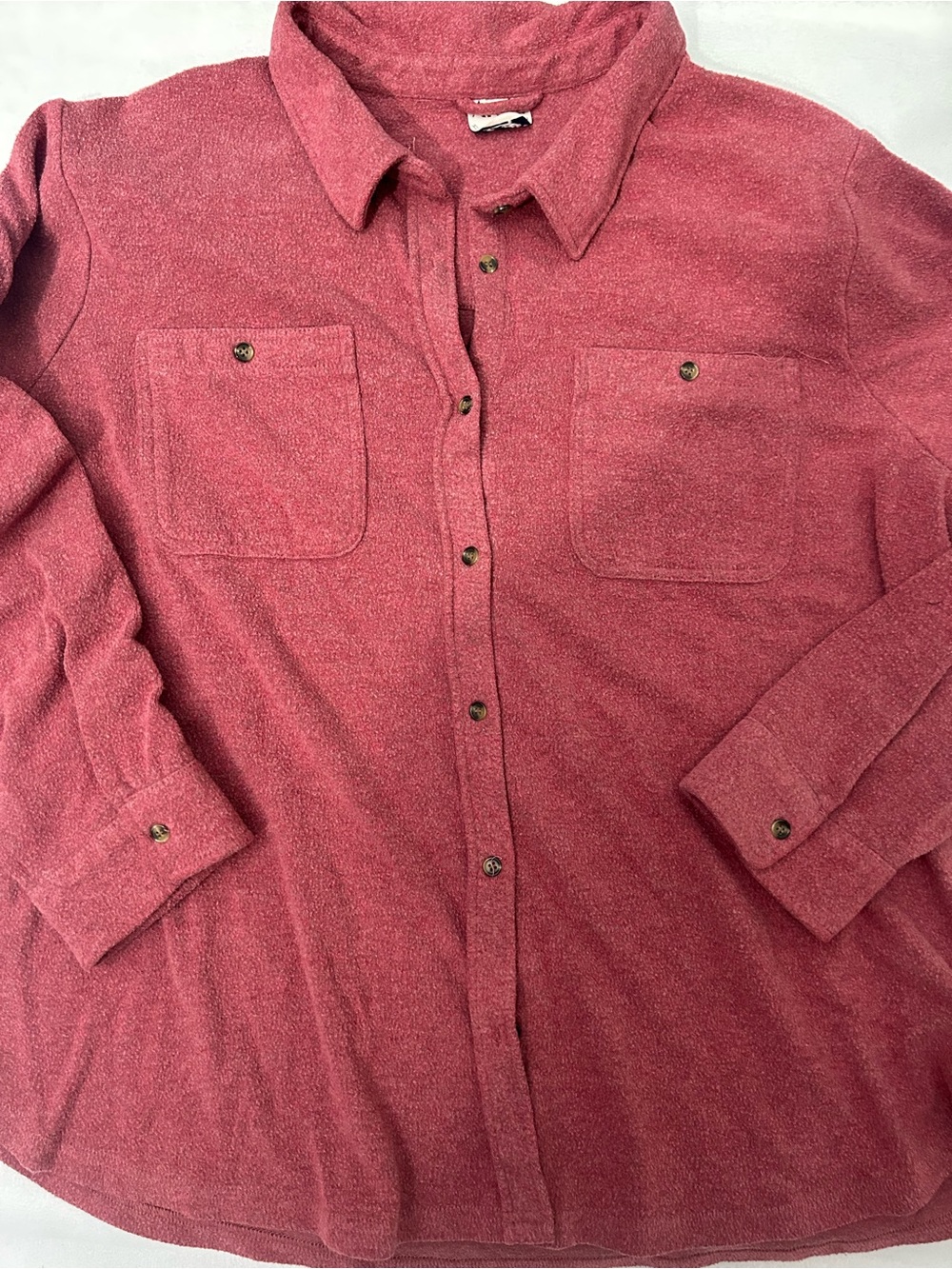 ARULA Women's Button-Down Fleece Shirt in Rose Pink